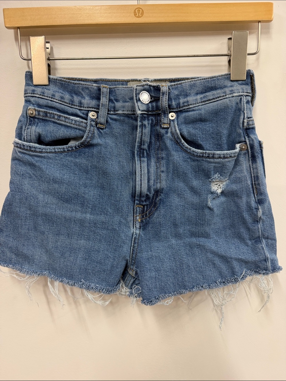 Everlane Light Blue the way high organic cotton Denim Cutoff Shorts 24